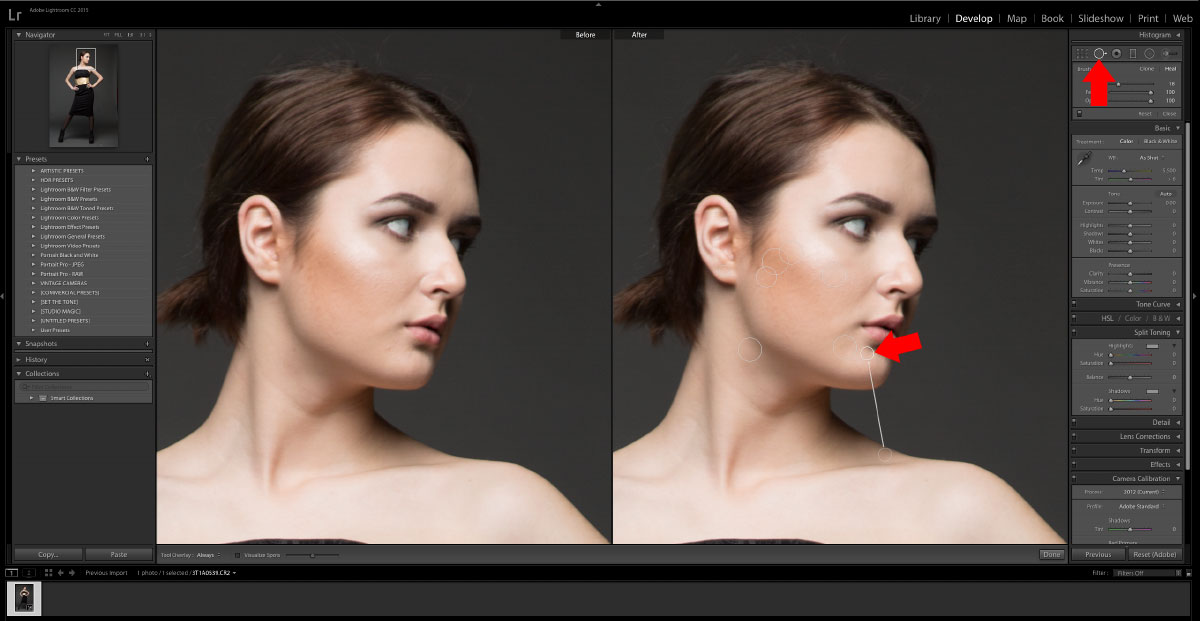 2-Spot-Removal-Tool How to turn studio shots into on location shots in just a few simple steps Activities Lightroom Presets Lightroom Tips Photoshop Tips  