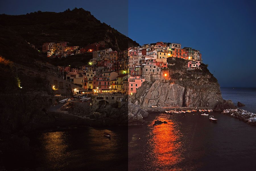 before-after-nightshot Night Photos Retouch Photoshop Actions Set  