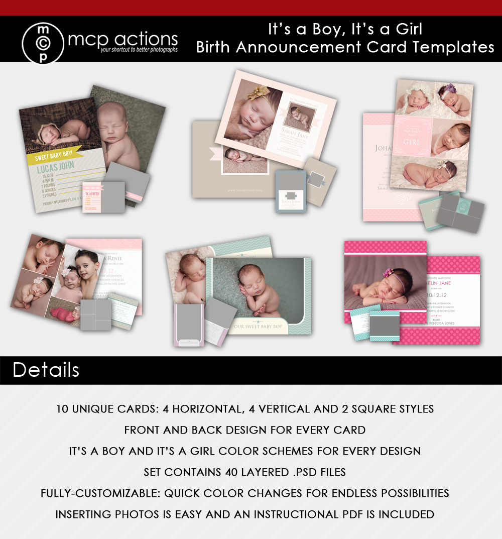 anunțuri pentru naștere Editarea de imagini nou-născute în Photoshop Proiecte de acțiuni MCP mai ușoare și mai rapide