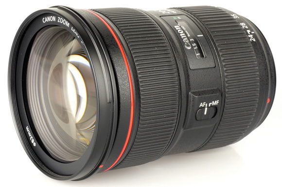 „Canon EF 24-70mm f / 2.8L II USM“ objektyvas naudojamas MTF ir dažnio bandymams