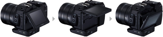 Canon-xc10-lcd-touchscreen Canon XC10 4K camera e phatlalalitsoeng ka fomate e ncha ea XF-AVC Litaba le Litlhahlobo