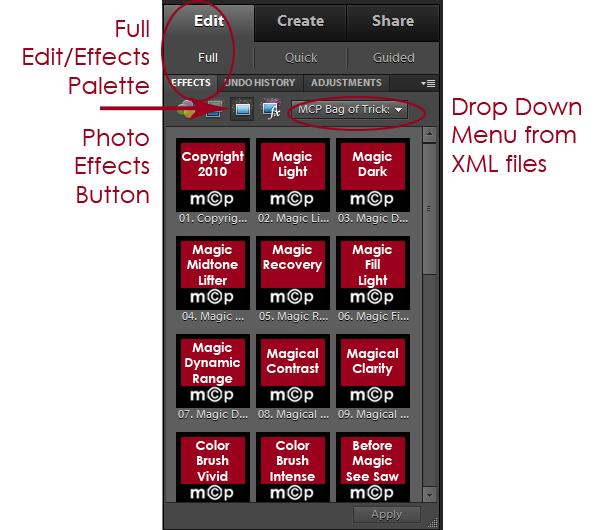ElementsのEffects-Palette-copyアクション：EffectsPaletteとActionPlayerへのインストールPhotoshopアクションPhotoshopのヒント