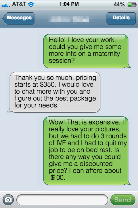 fake-imessage-3 How to Keep Your Photography Prices Firm Business Tips Guest Bloggers  