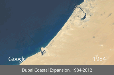 google-timelapse-dubai-expansion Earth changes over the past 28 years shown in Google Timelapse Exposure  