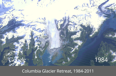 google-timelapse-glacier-retreat Earth changes over the past 28 years shown in Google Timelapse Exposure  