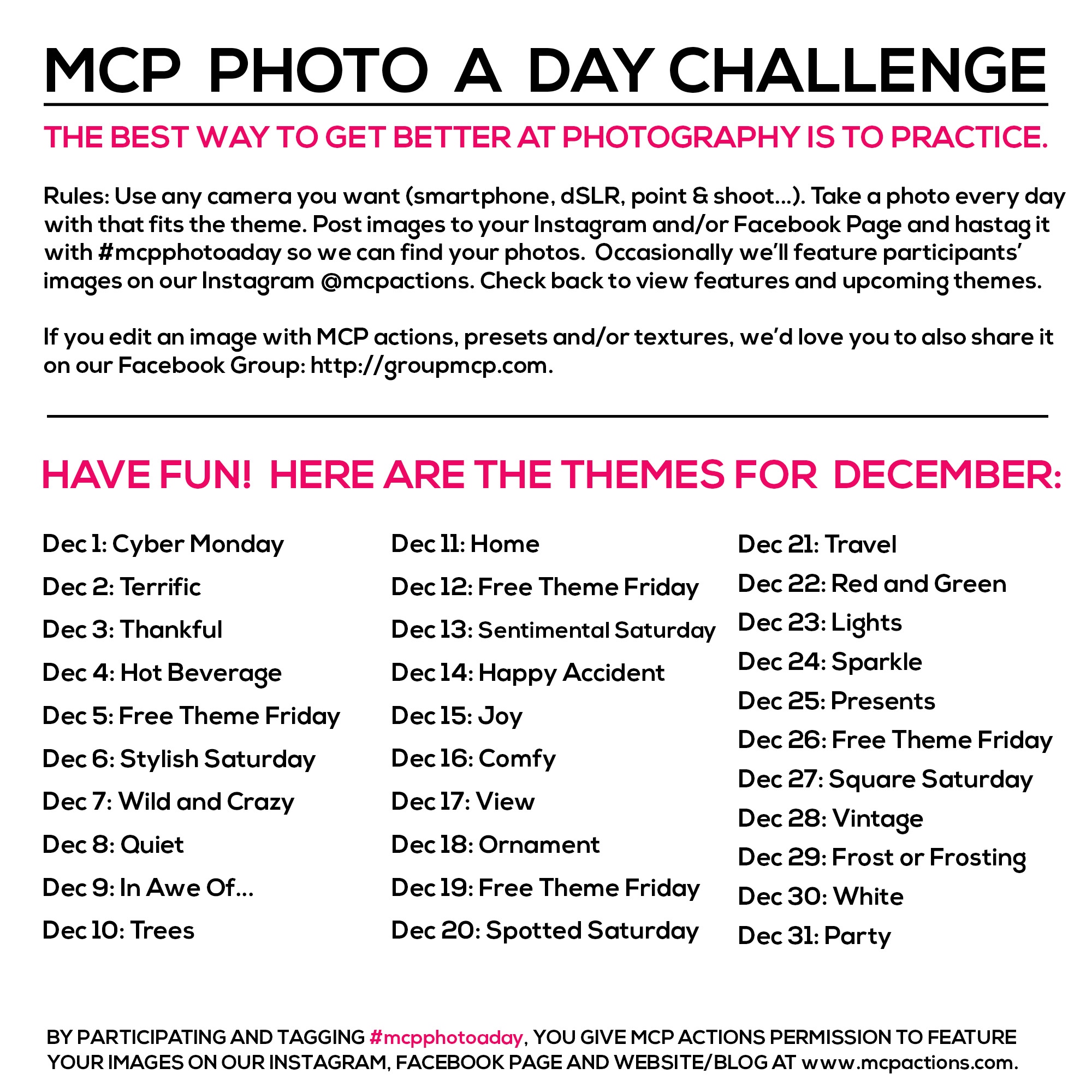 mcpphotoaday-december MCP Photo A Day Challenge: December Themes Activities Assignments MCP Actions Projects  