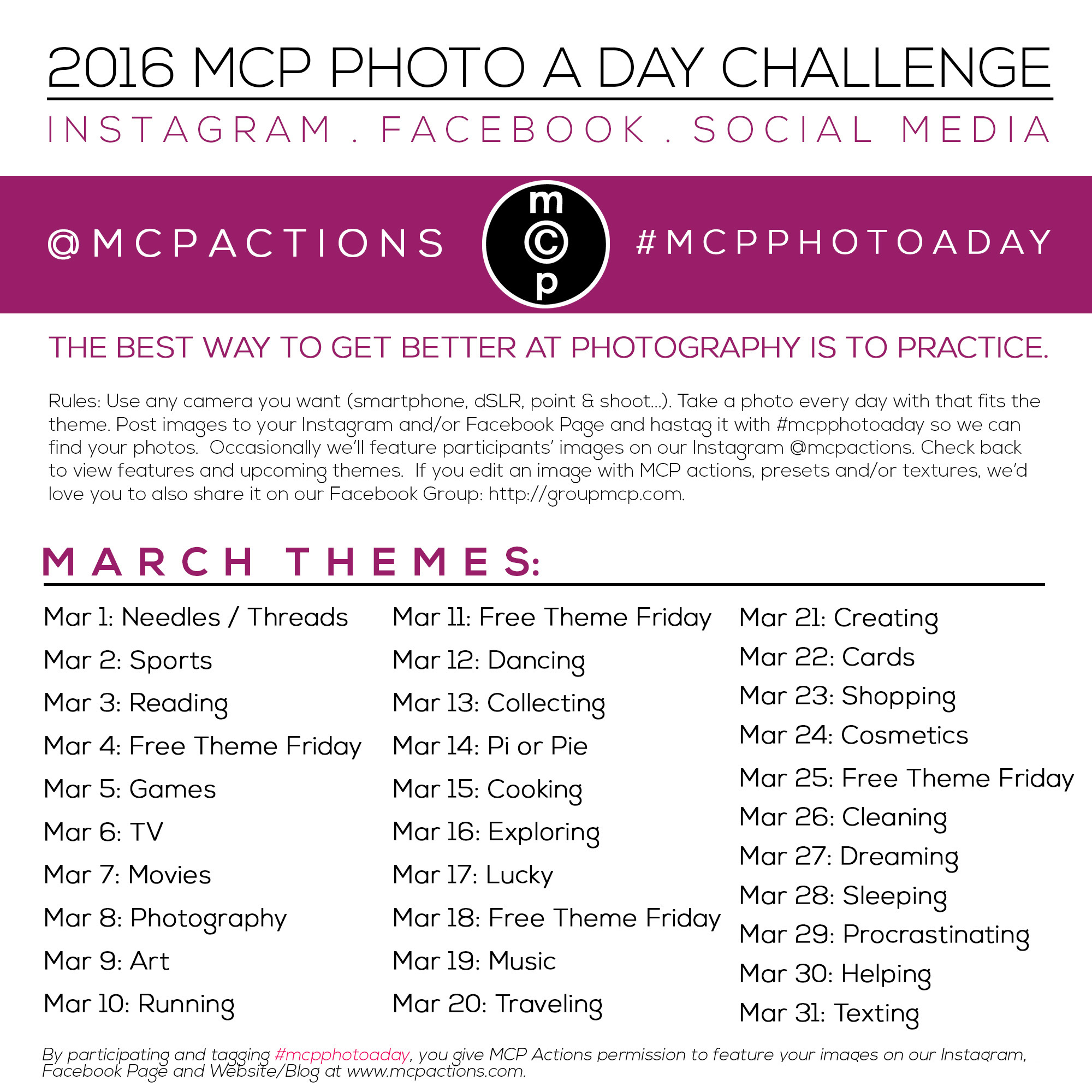 mcpphotoaday-march-2016 MCP Photo A Day Challenge: March 2016 Activities Assignments MCP Actions Projects  