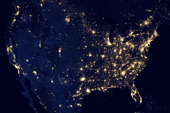 USA om natten - Suomi NPP-satellitt