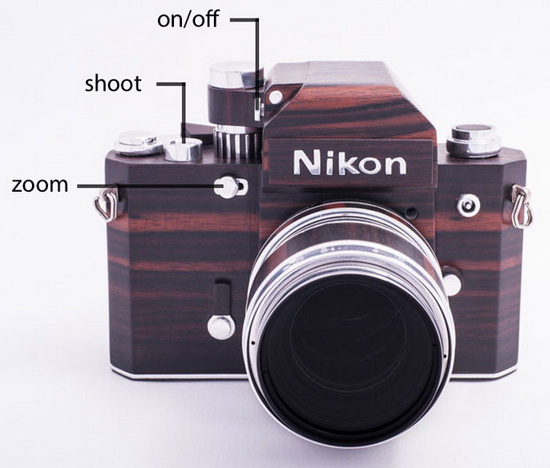 кнопкі nikon-f2d Nikon F2D - драўляная копія арыгінальнай люстраной камеры F2 Exposure