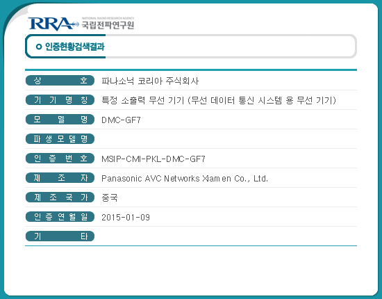 registrace panasonic-gf7-name Panasonic GF7 bezzrcadlovka registrovaná v Jižní Koreji Pověsti
