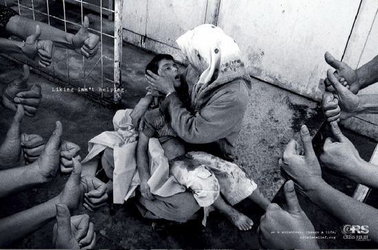 war Crisis Relief Singapore reminds us that "Liking isn't helping" Exposure  